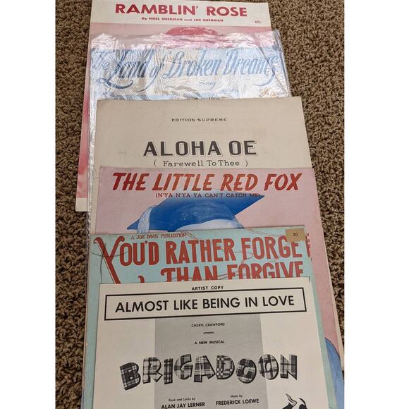 Vintage Lot Sheet Music 1920s-1960s Ramblin Rose, Land of Broken Dreams - Picture 1 of 14